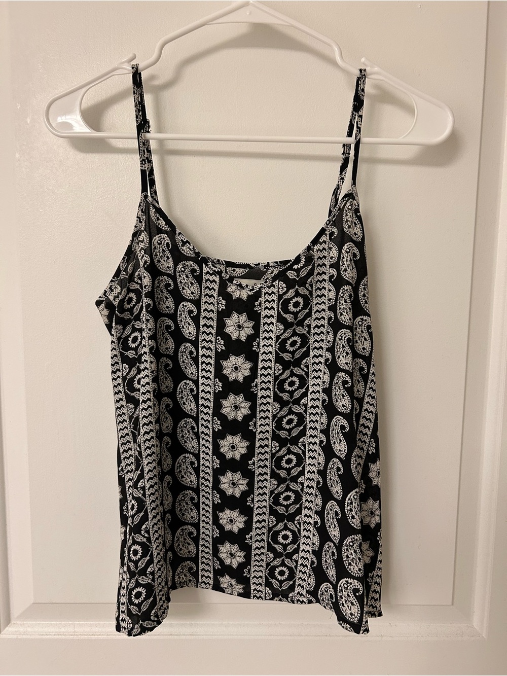 Hollister Black and White Paisley-Stripe Camisole